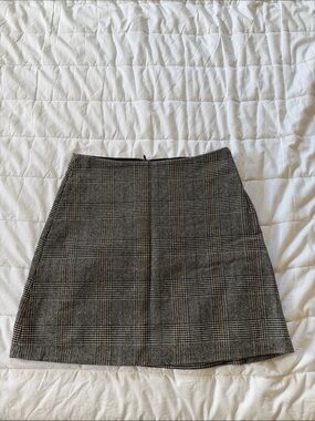 Wilfred Plaid A-Line Mini Skirt in Black and Brown